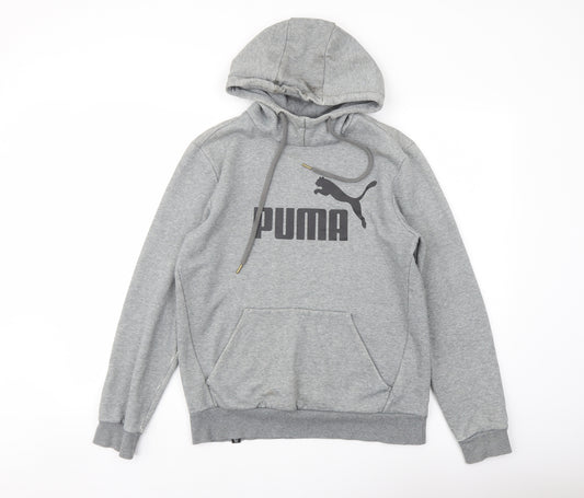 PUMA Mens Grey Cotton Pullover Hoodie Size S - Logo