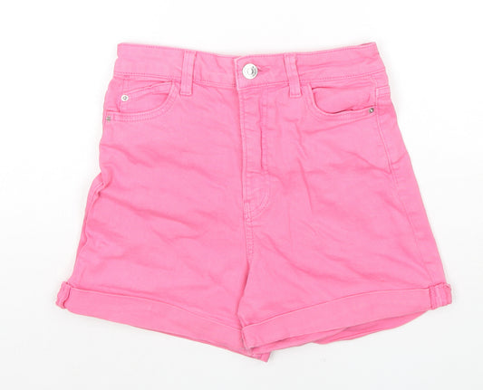 Denim & Co. Womens Pink Cotton Boyfriend Shorts Size 6 L4 in Regular Zip