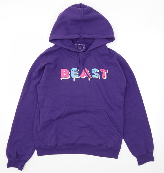 Mr Beast Mens Purple Polyester Pullover Hoodie Size S - Logo