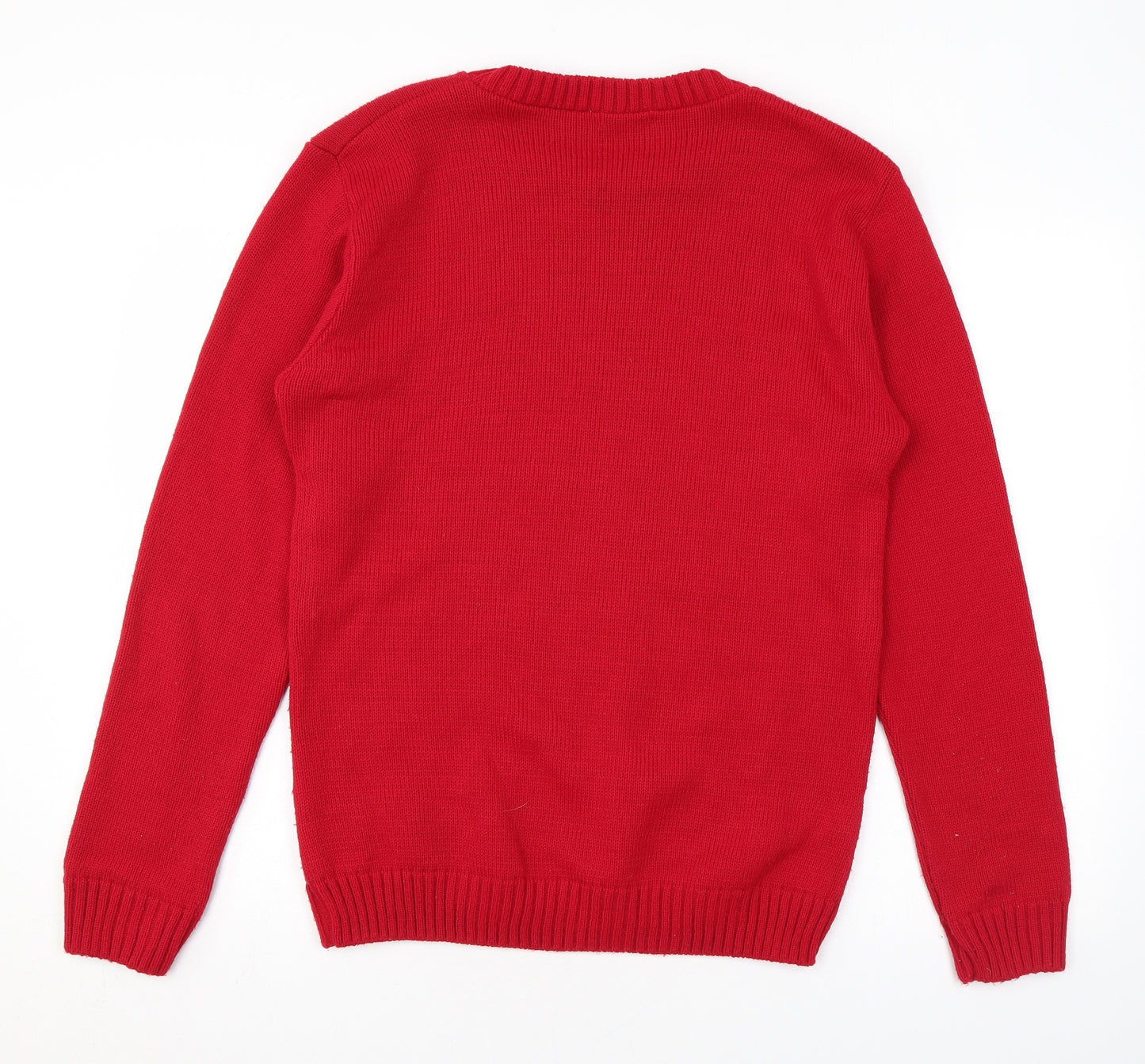 Boohoo Mens Red Round Neck Acrylic Pullover Jumper Size M Long Sleeve - Harry Potter, Christmas Jumper