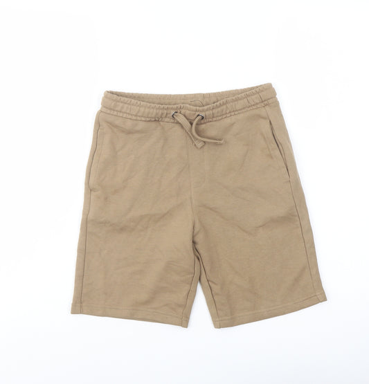 Marks and Boys Brown Cotton Sweat Shorts Size 9-10 Years Regular Drawstring