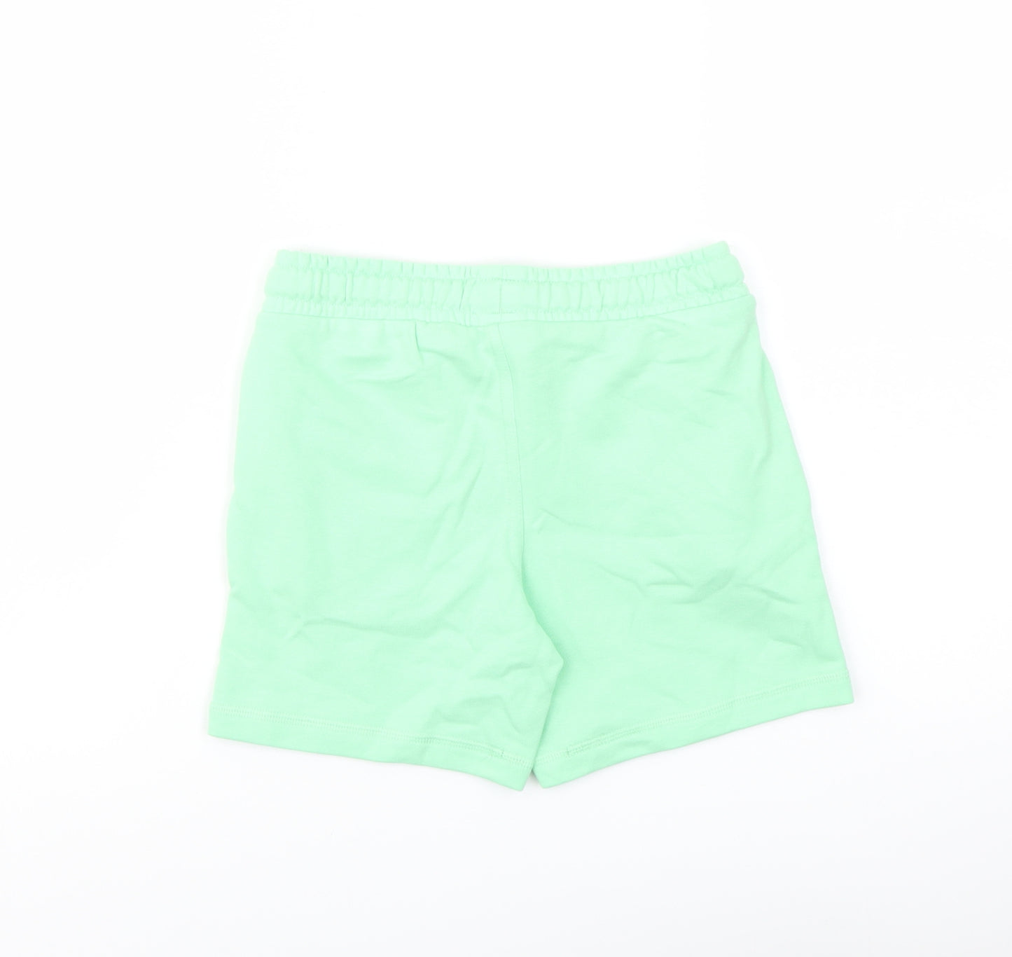 Marks and Spencer Boys Green Cotton Sweat Shorts Size 5-6 Years Regular Drawstring