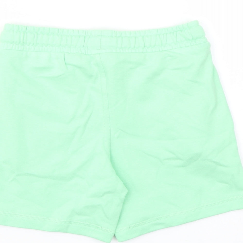 Marks and Spencer Boys Green Cotton Sweat Shorts Size 5-6 Years Regular Drawstring