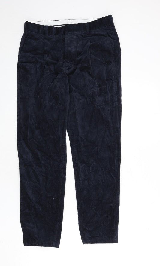 Autograph Mens Blue Cotton Trousers Size 30 in L29 in Regular Zip