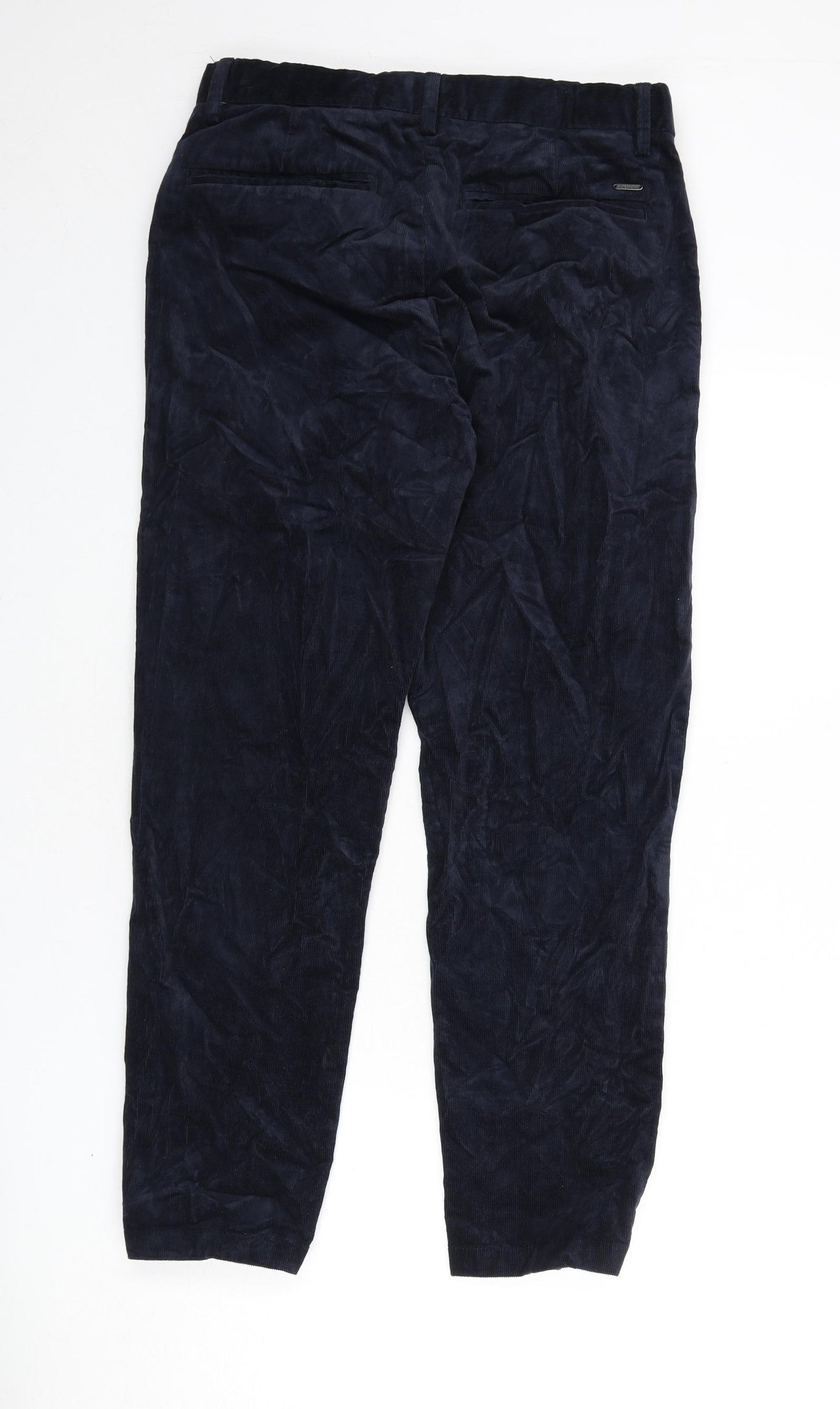 Autograph Mens Blue Cotton Trousers Size 30 in L29 in Regular Zip