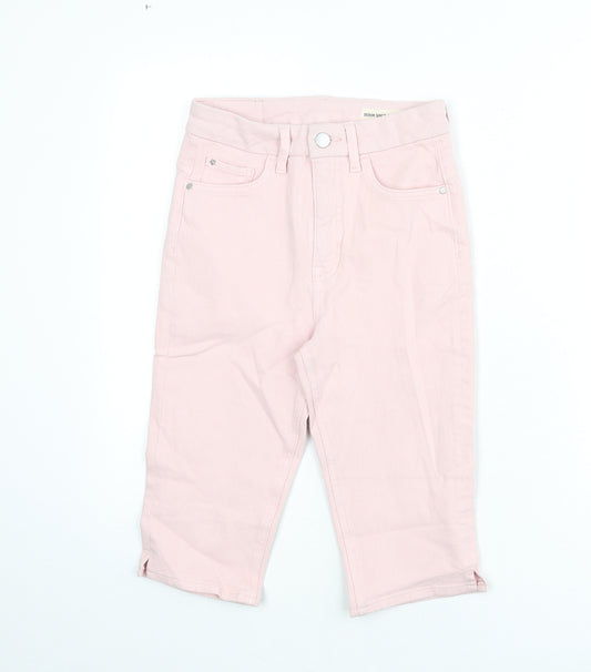 Marks and Spencer Womens Pink Cotton Bermuda Shorts Size 6 L14 in Regular Zip