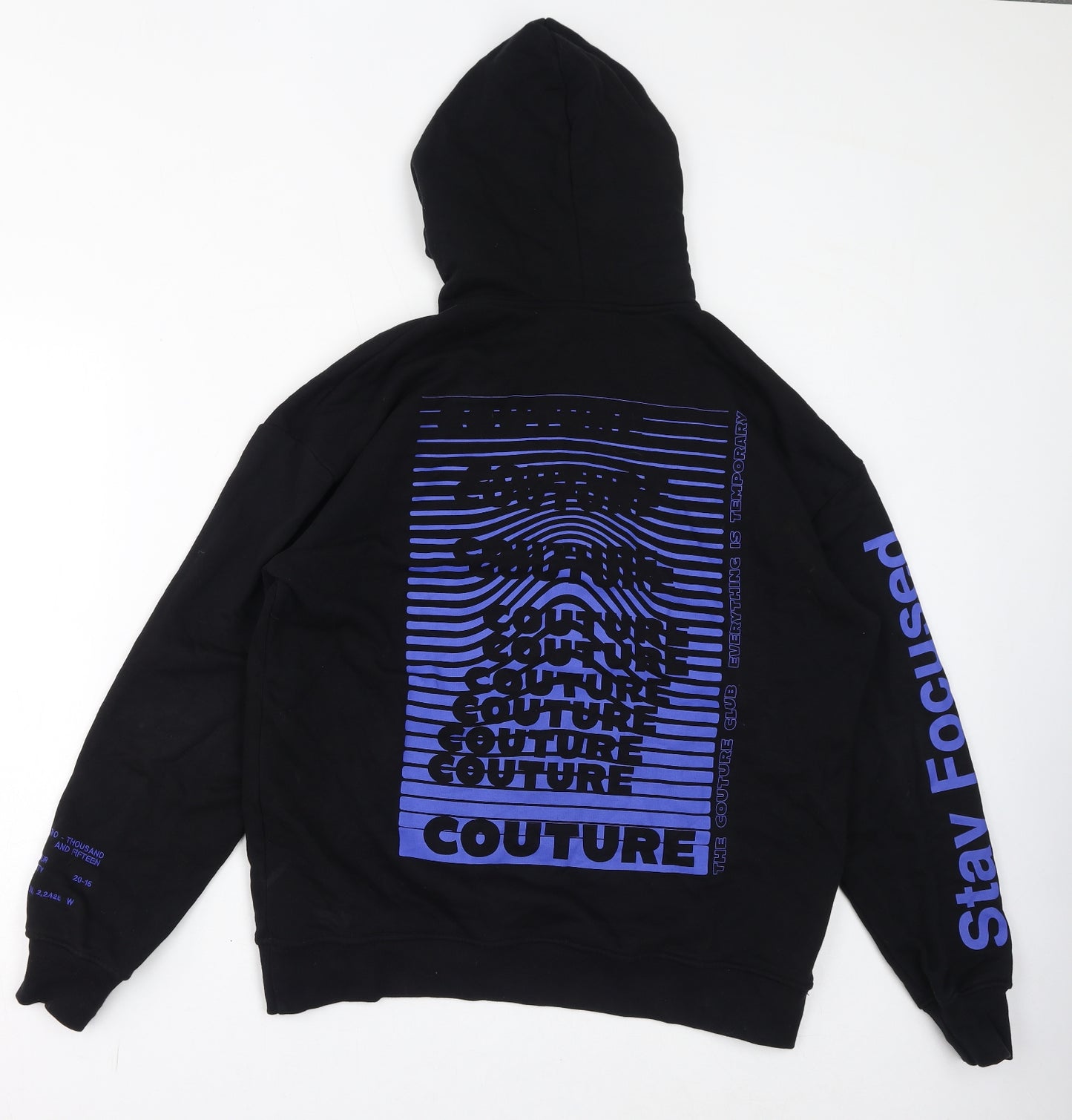 The Couture Mens Black Cotton Pullover Hoodie Size S - Everything Is Temporary