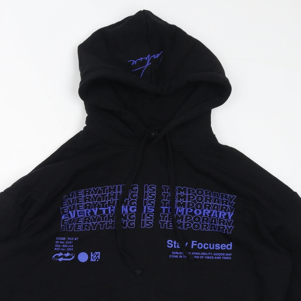 The Couture Mens Black Cotton Pullover Hoodie Size S - Everything Is Temporary