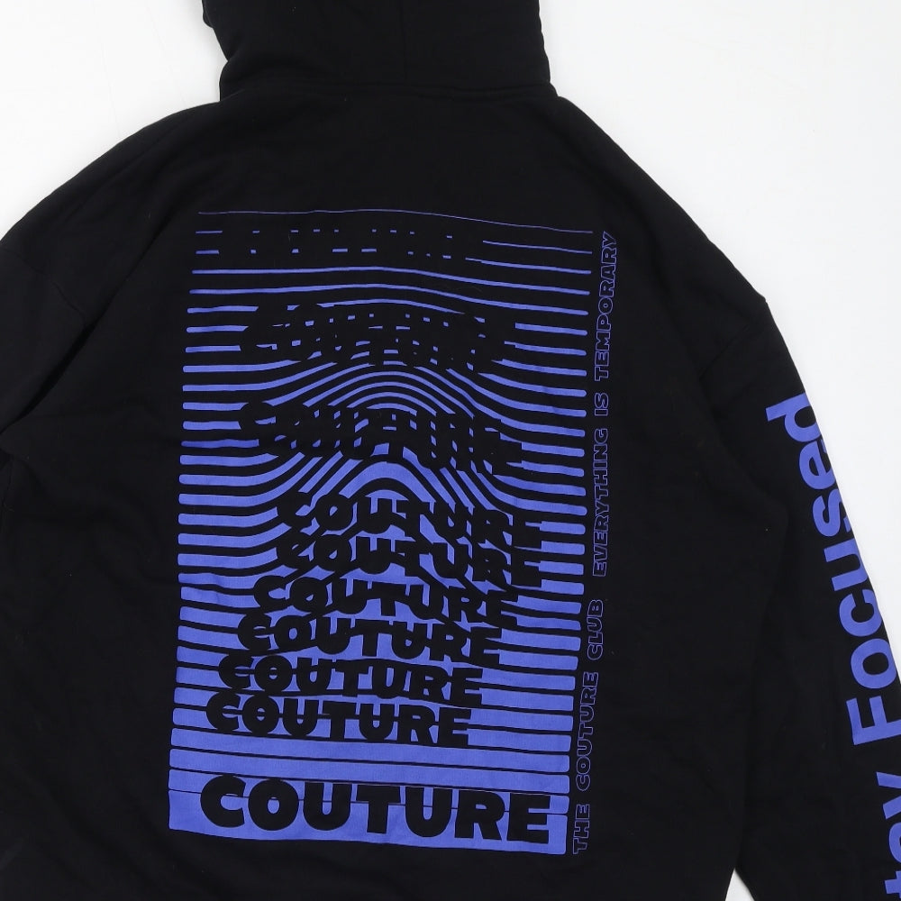 The Couture Mens Black Cotton Pullover Hoodie Size S - Everything Is Temporary