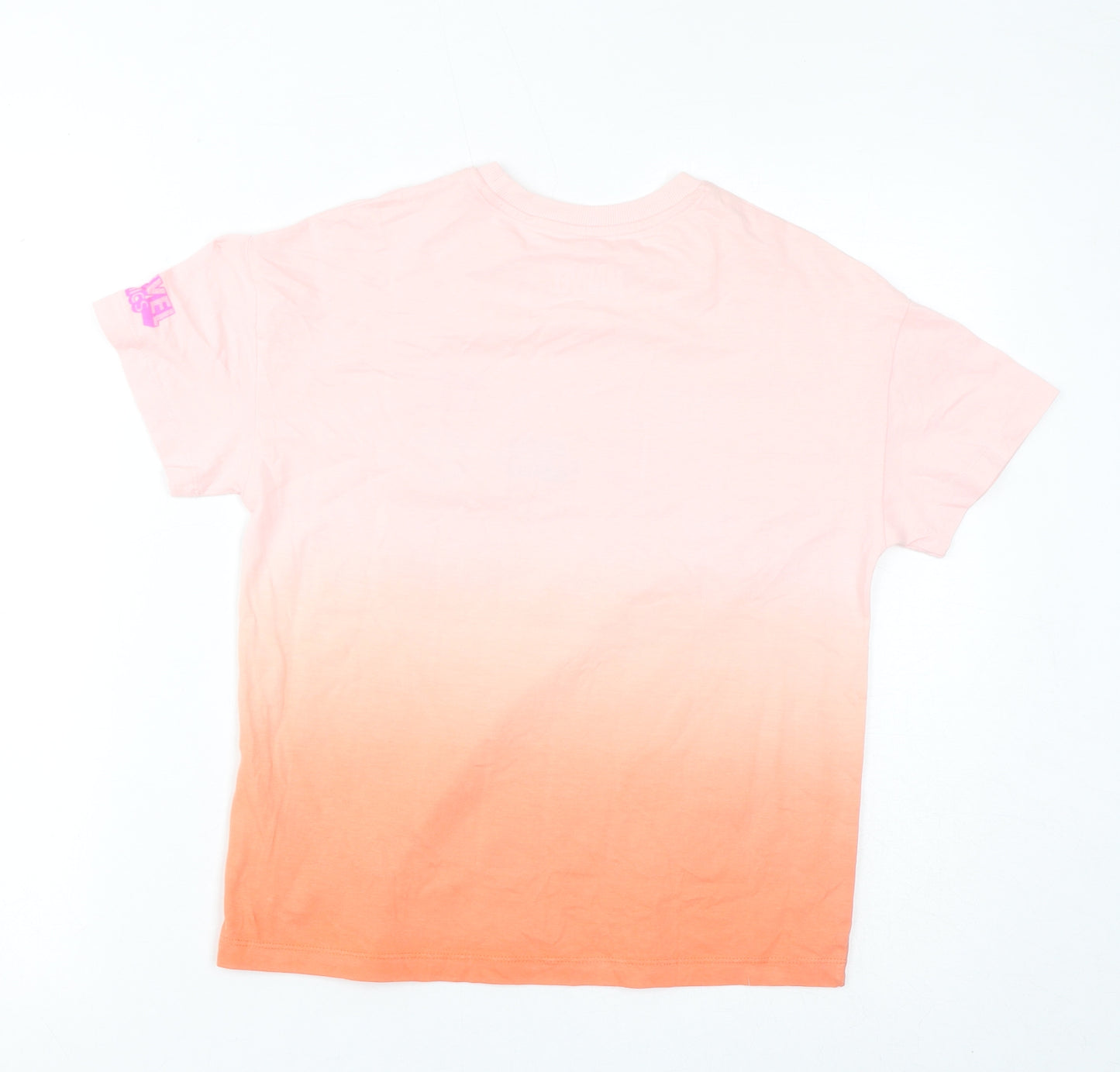 Marks and Spencer Girls Orange Cotton Basic T-Shirt Size 10-11 Years Crew Neck Pullover - Marvel, Gradient