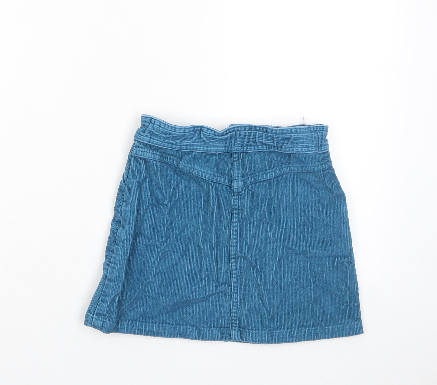 John Lewis Girls Blue Cotton A-Line Skirt Size 7 Years Regular Zip - Pockets, Adjustable waist