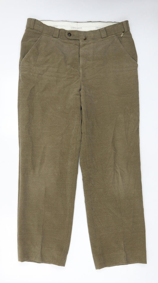 Meyer Mens Brown Polyester Trousers Size 36 in L30 in Regular Zip - Pockets