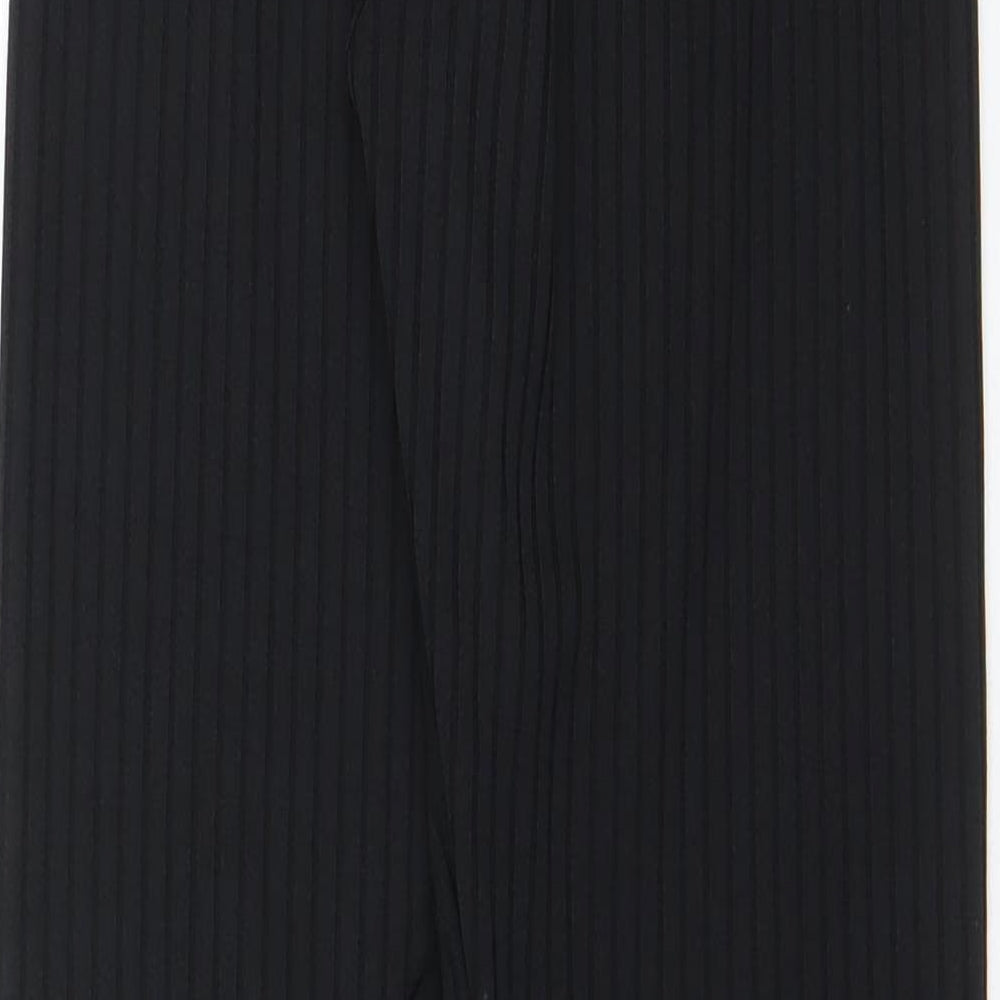 PRETTYLITTLETHING Womens Black Polyester Capri Leggings Size 8 L27 in - Ribbed