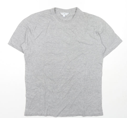 Designed For T Mens Grey Cotton T-Shirt Size M Round Neck