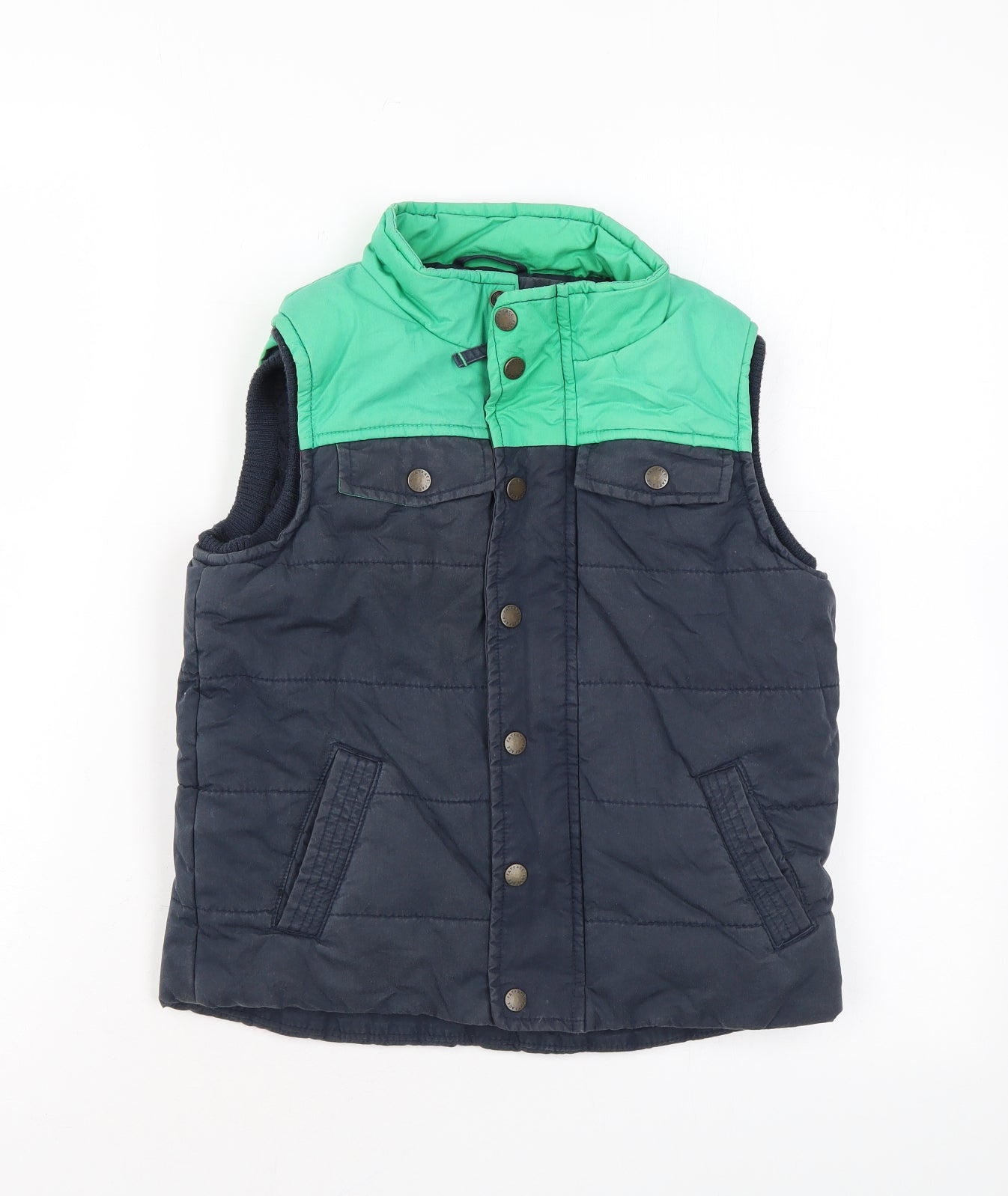 Fat Face Boys Blue Colourblock Gilet Coat Size 6-7 Years Zip