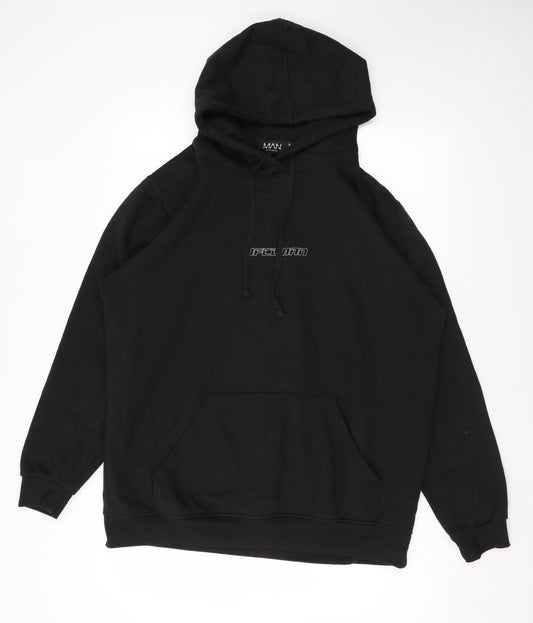 Boohoo Mens Black Polyester Pullover Hoodie Size S