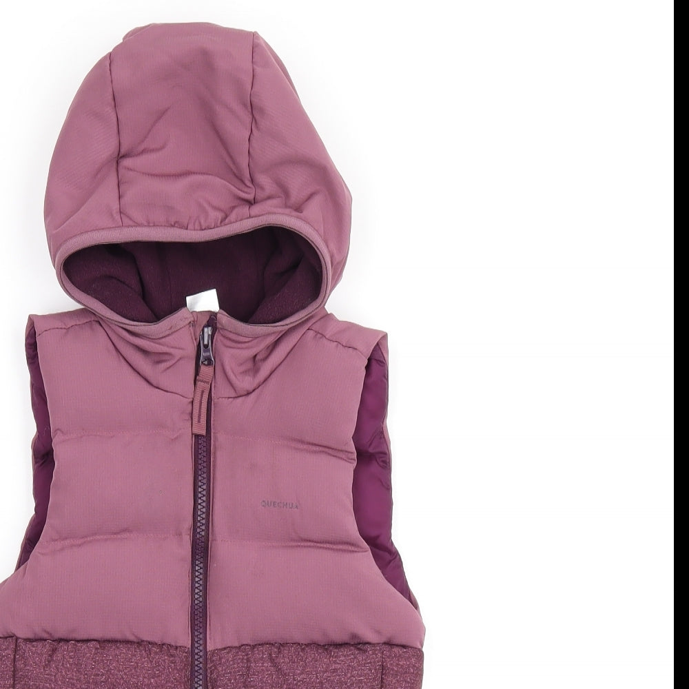 Quechua Girls Pink Gilet Coat Size 2-3 Years Zip