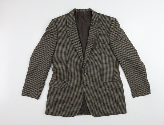 Francis Galay Mens Brown Geometric Wool Jacket Blazer Size 40 Regular