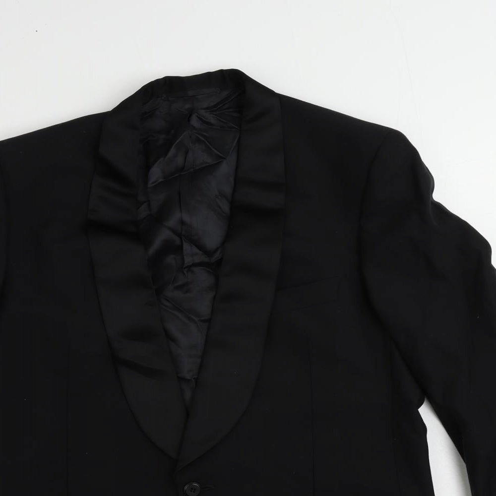 Valero Mens Black Wool Tuxedo Suit Jacket Size 42 Regular