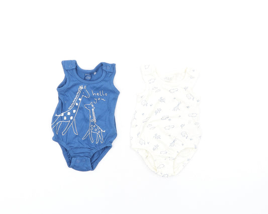 Marks and Spencer Baby Blue Cotton Babygrow One-Piece Size Newborn Snap