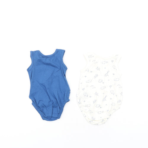 Marks and Spencer Baby Blue Cotton Babygrow One-Piece Size Newborn Snap