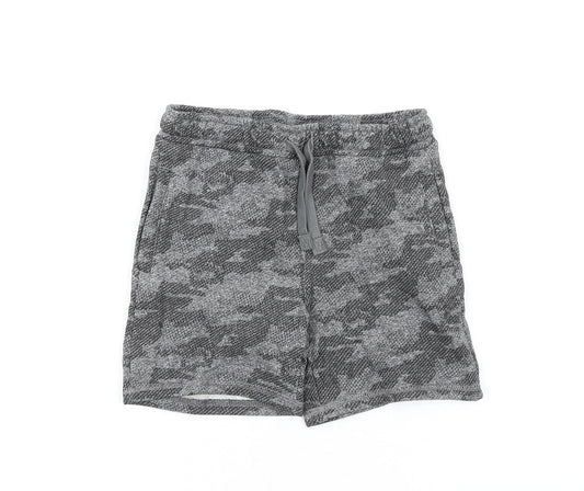 Marks and Spencer Boys Grey Camouflage Cotton Sweat Shorts Size 5-6 Years Regular Drawstring