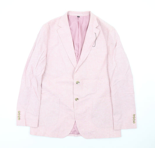 Marks and Spencer Mens Pink Linen Jacket Blazer Size 42 Regular