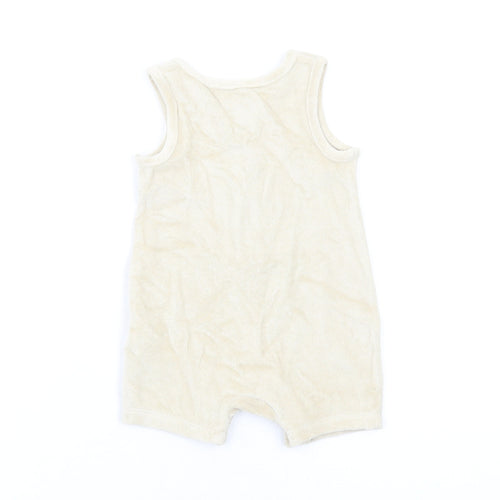 Marks and Spencer Baby Beige Cotton Romper One-Piece Size 0-3 Months Button