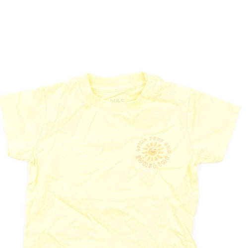 Marks and Spencer Baby Yellow Cotton Babygrow One-Piece Size 0-3 Months Snap