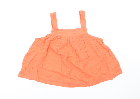 Marks and Spencer Girls Orange Cotton Basic Tank Size 13-14 Years Square Neck Pullover