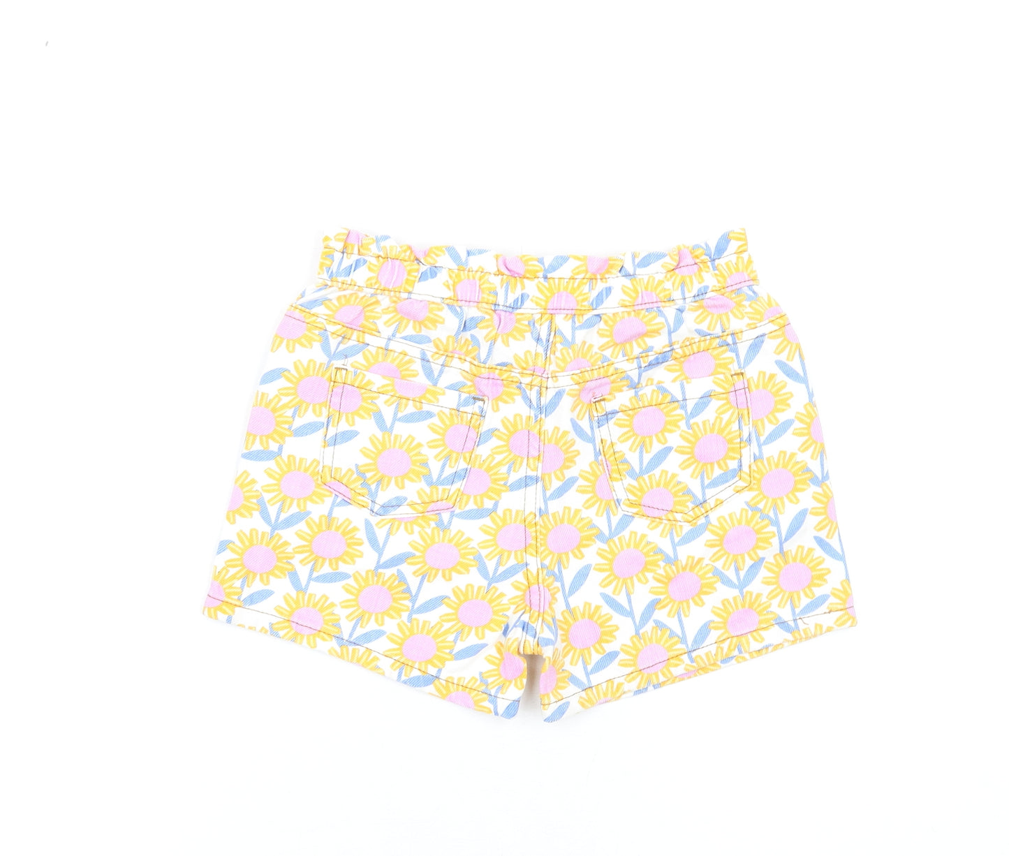 Marks and Spencer Girls Multicoloured Floral Cotton Paperbag Shorts Size 6-7 Years Regular Zip