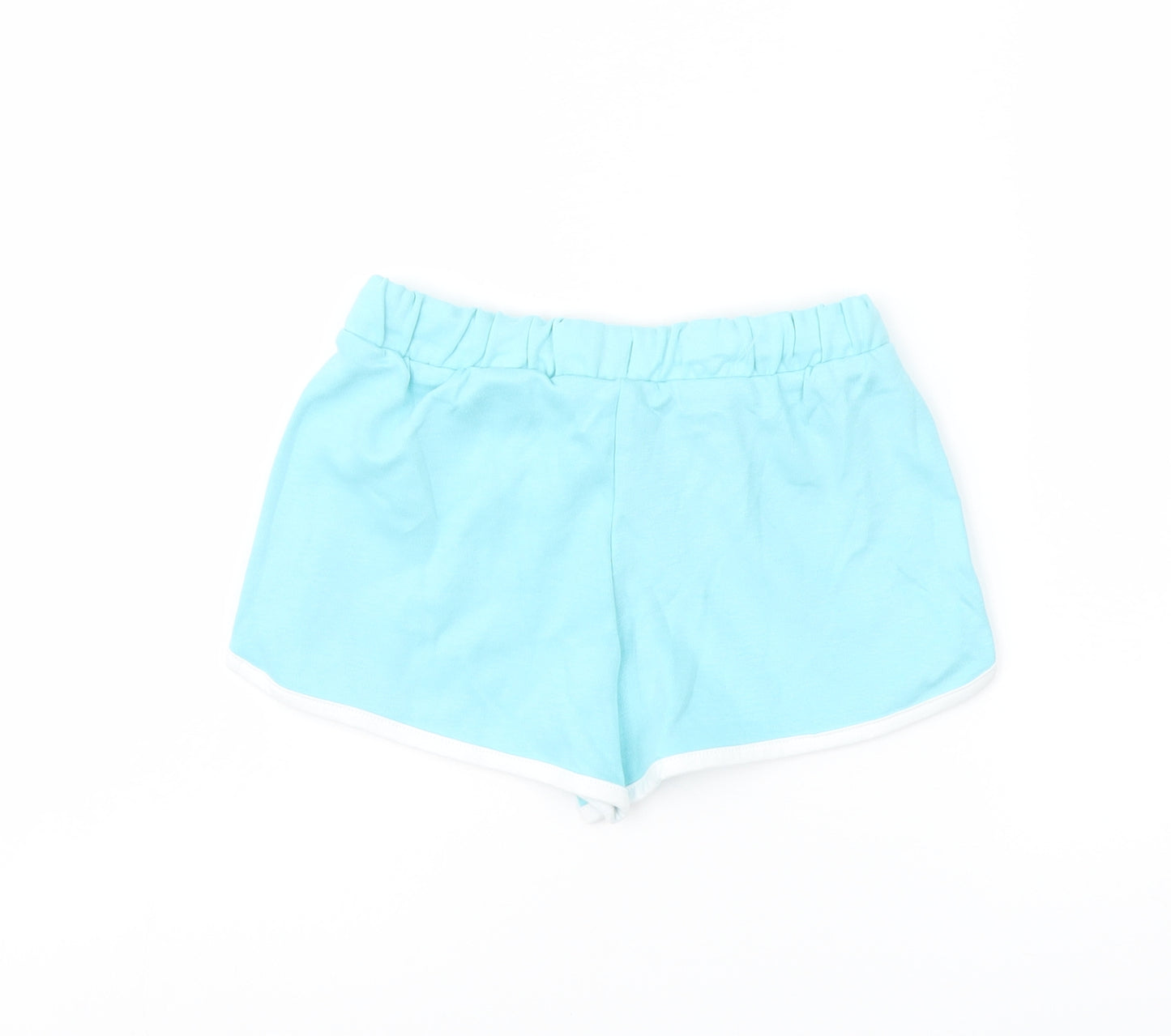 Marks and Spencer Girls Blue Cotton Sweat Shorts Size 6-7 Years Regular Drawstring