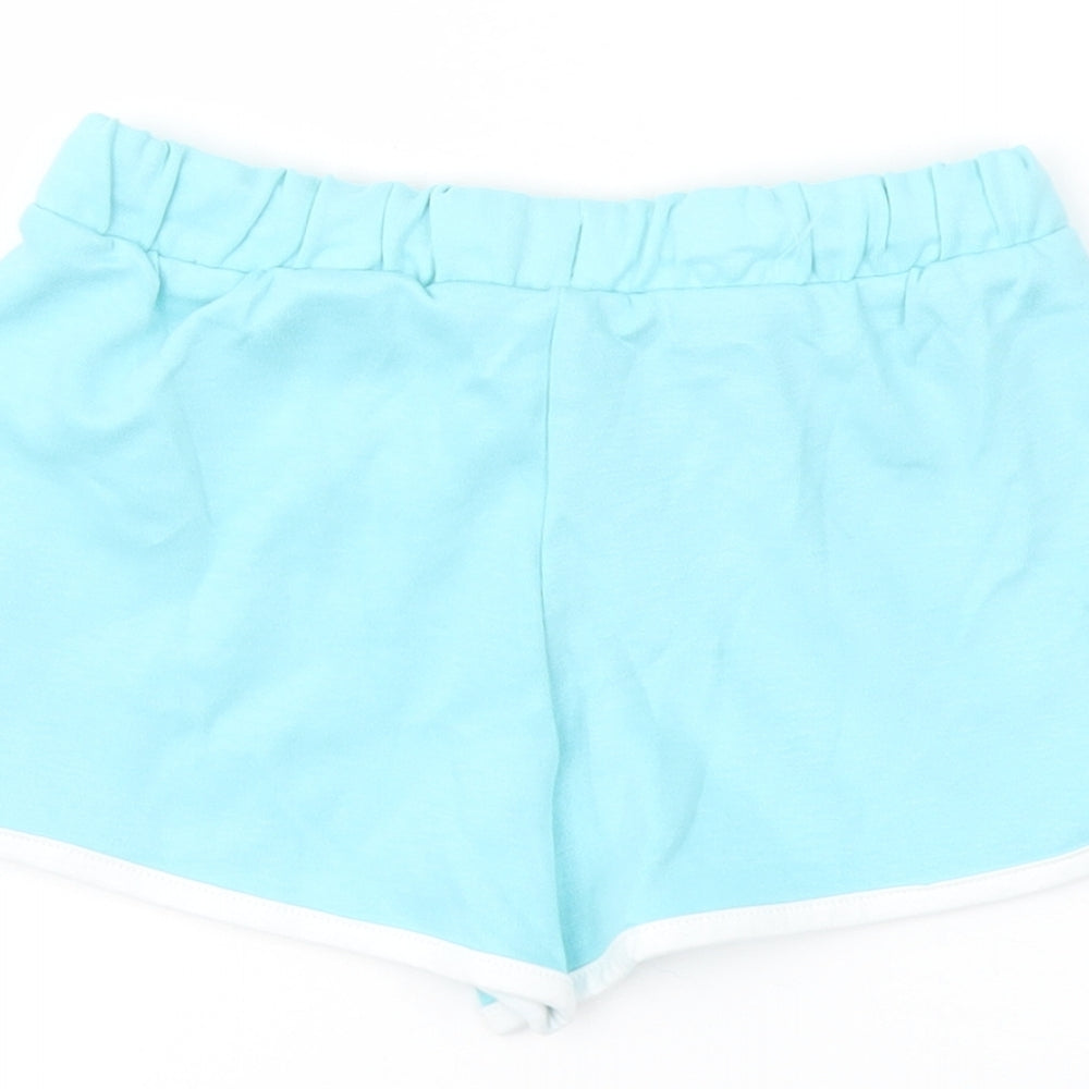 Marks and Spencer Girls Blue Cotton Sweat Shorts Size 6-7 Years Regular Drawstring