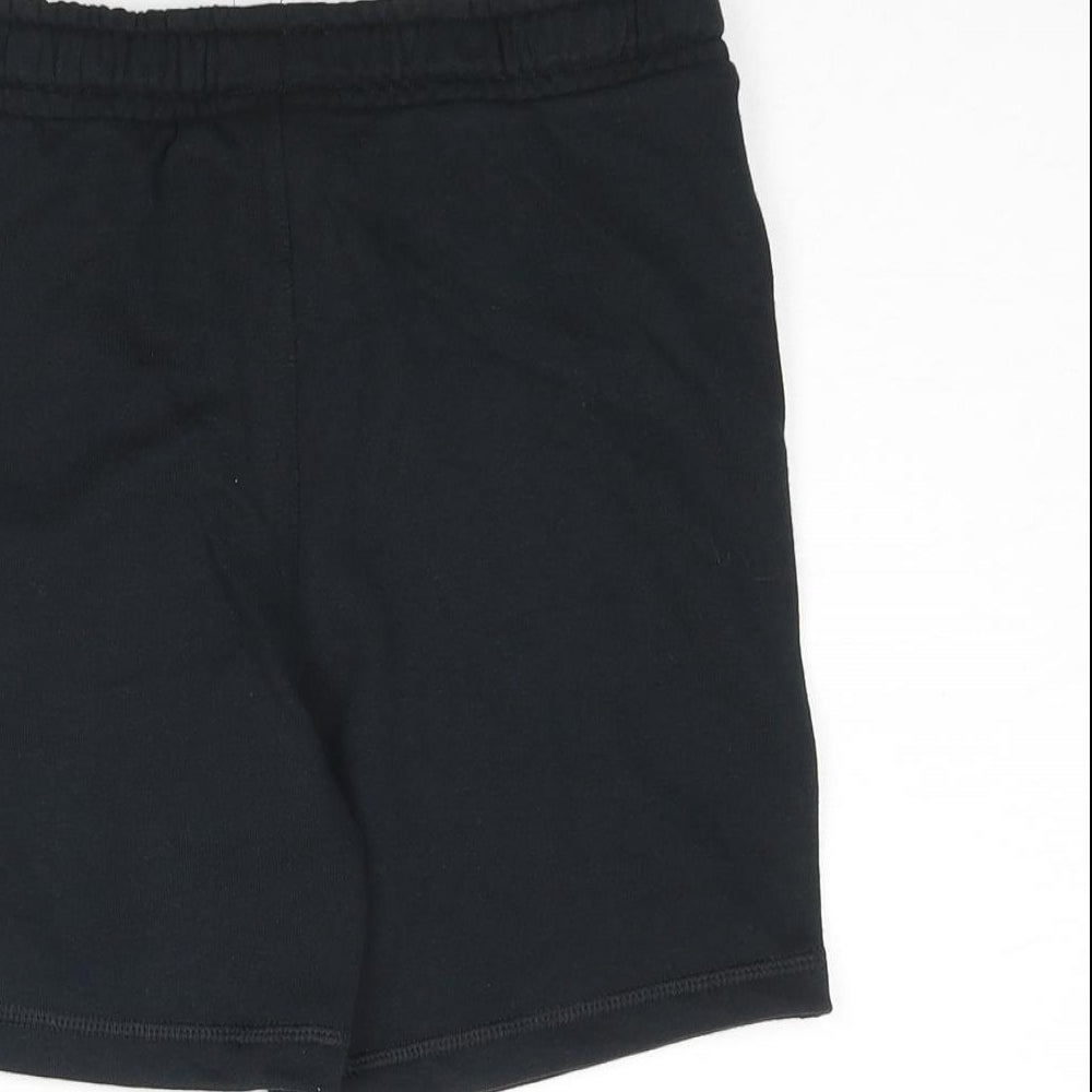 Marks and Spencer Boys Black Cotton Sweat Shorts Size 6-7 Years Regular Drawstring