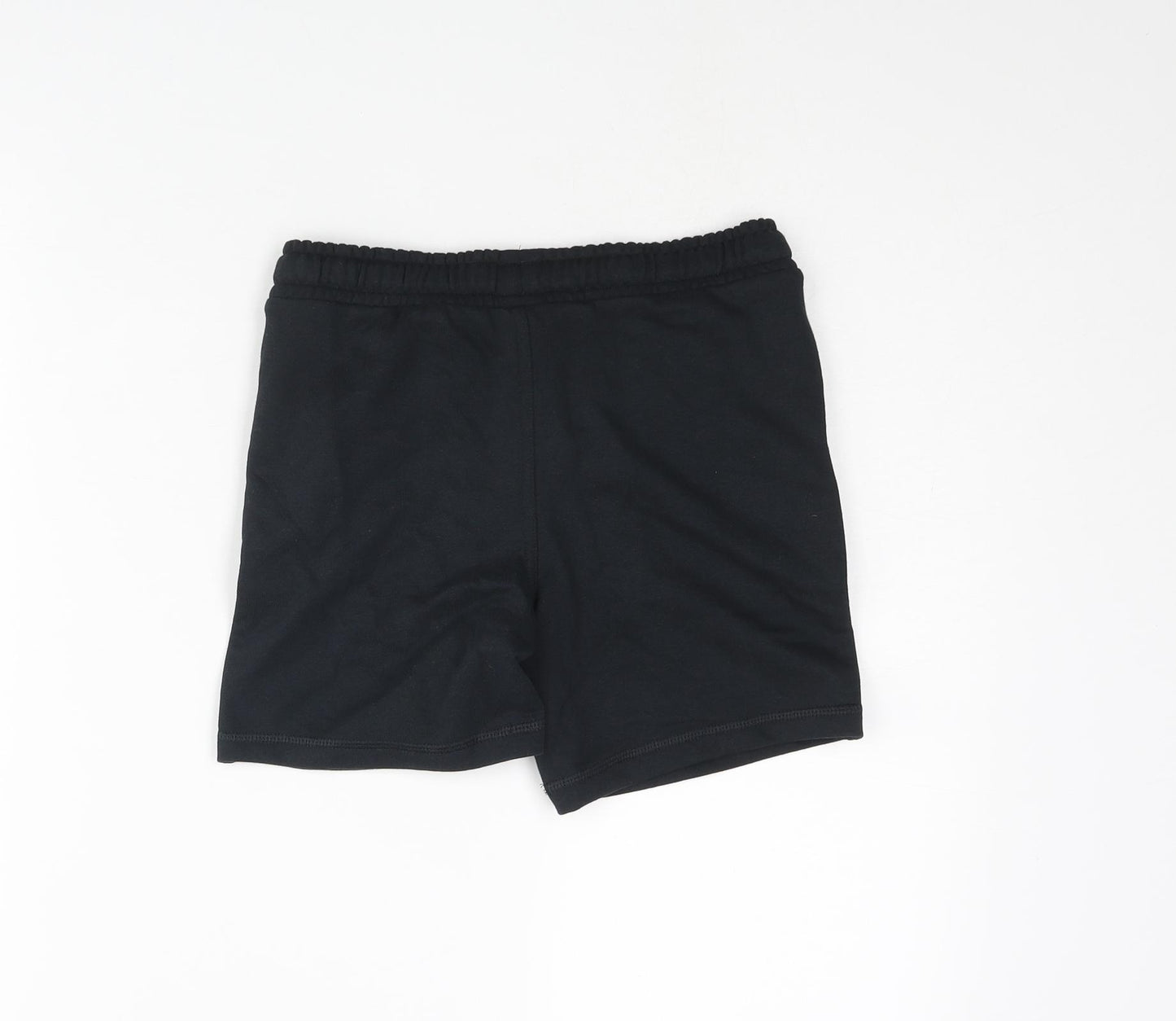 Marks and Spencer Boys Black Cotton Sweat Shorts Size 6-7 Years Regular Drawstring