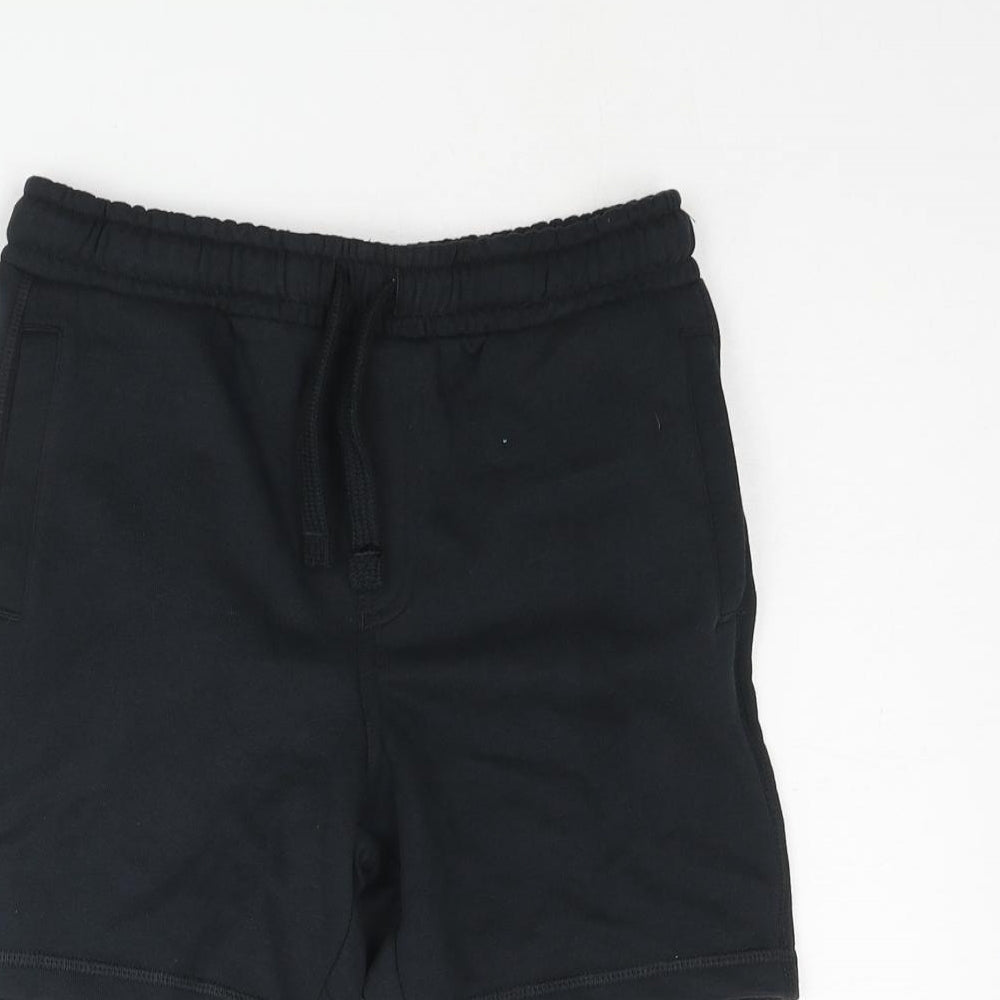 Marks and Spencer Boys Black Cotton Sweat Shorts Size 6-7 Years Regular Drawstring