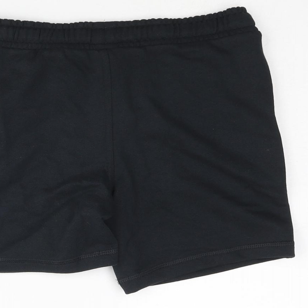 Marks and Spencer Boys Black Cotton Sweat Shorts Size 6-7 Years Regular Drawstring