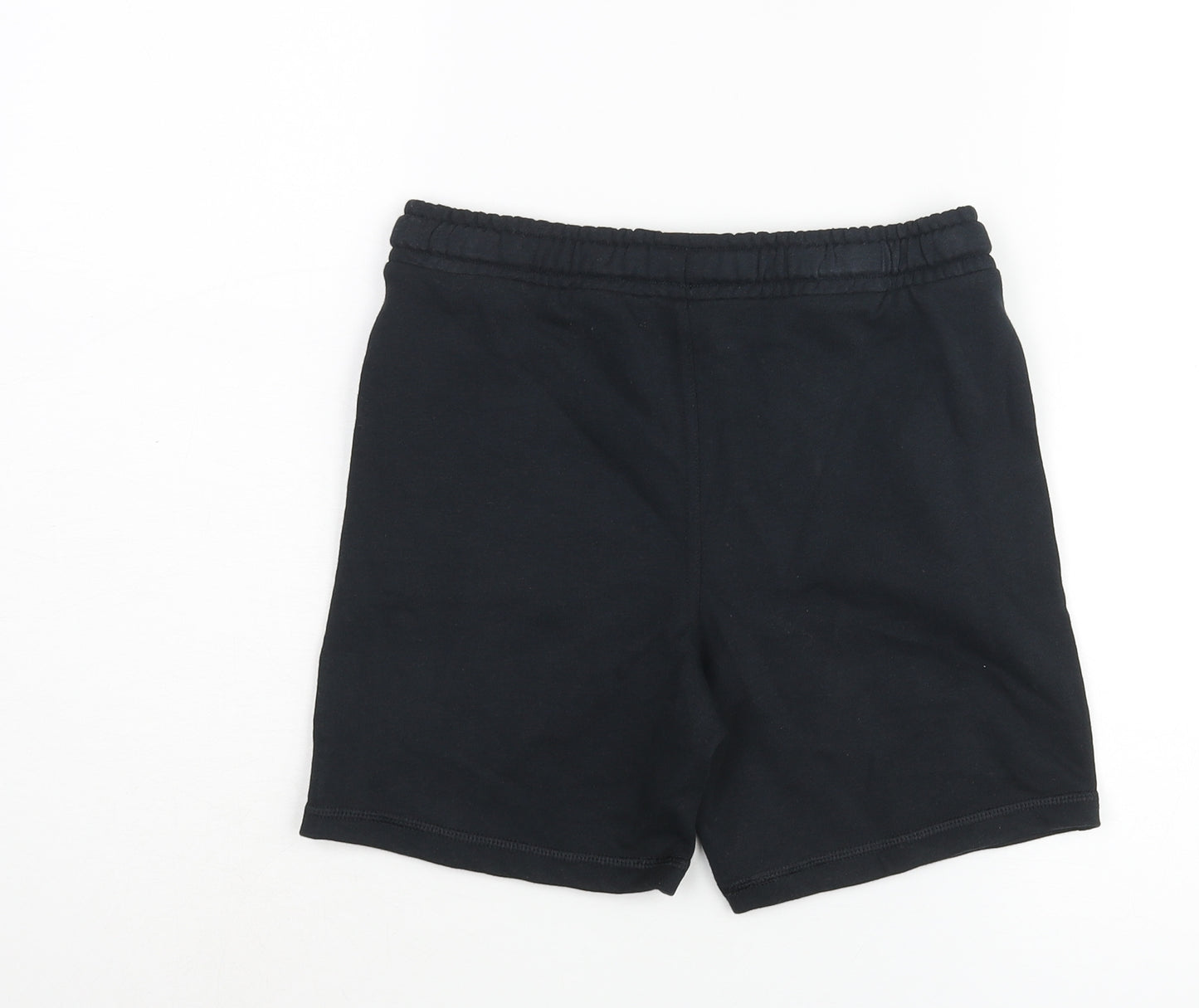 Marks and Spencer Boys Black Cotton Sweat Shorts Size 6-7 Years Regular Drawstring