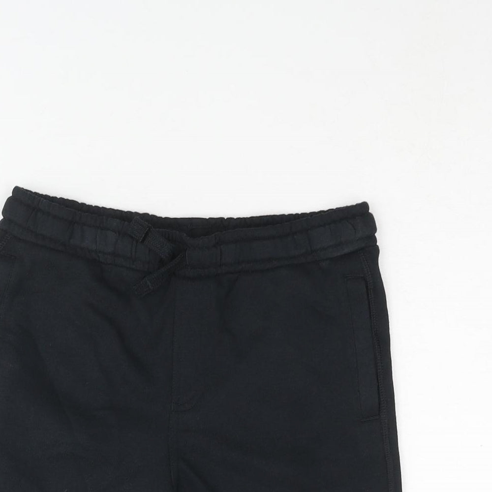 Marks and Spencer Boys Black Cotton Sweat Shorts Size 6-7 Years Regular Drawstring