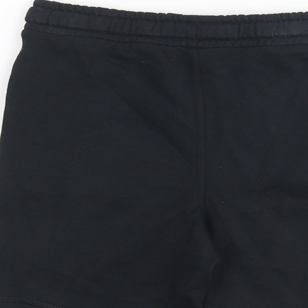 Marks and Spencer Boys Black Cotton Sweat Shorts Size 6-7 Years Regular Drawstring