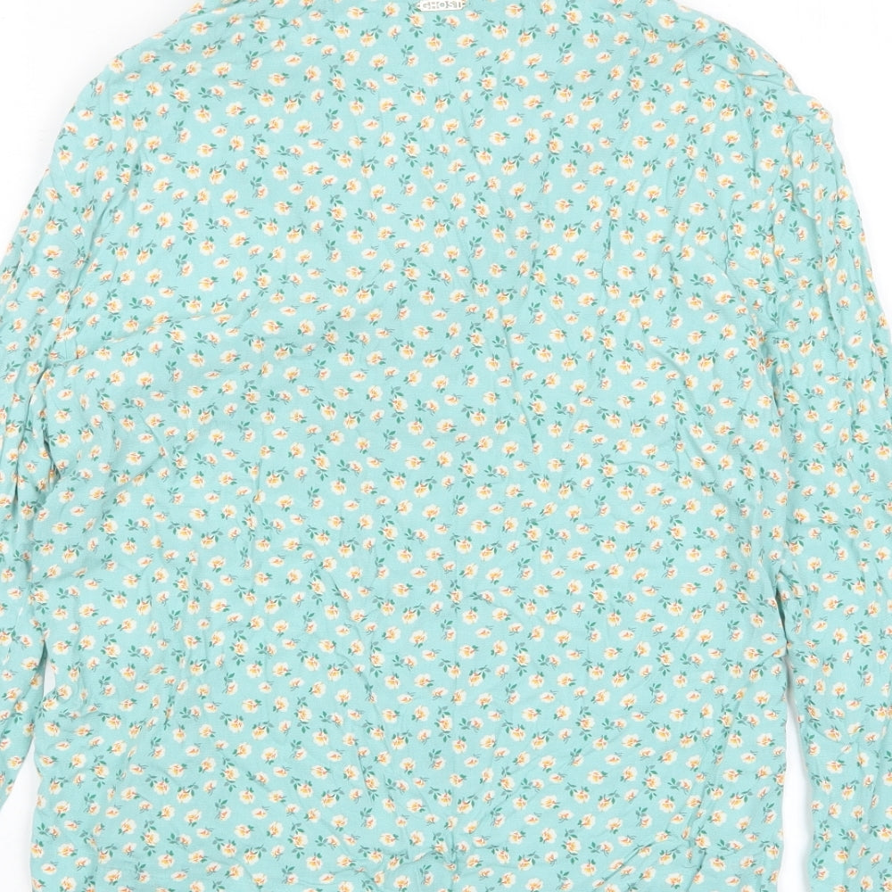 Marks and Spencer Womens Blue Floral Viscose Top Pyjama Top Size 6 Button