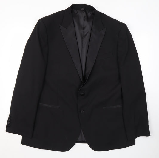 Marks and Spencer Mens Black Polyester Tuxedo Suit Jacket Size 44 Regular