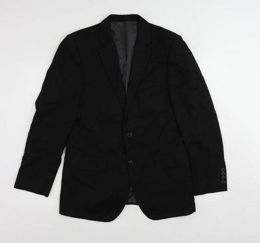 Marks and Spencer Mens Black Polyester Jacket Suit Jacket Size 38 Regular