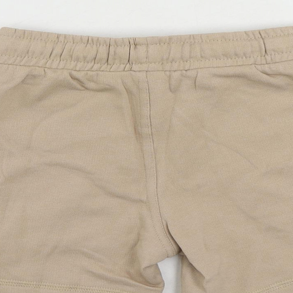 Marks and Spencer Boys Beige Cotton Sweat Shorts Size 4-5 Years Regular Drawstring - Pockets