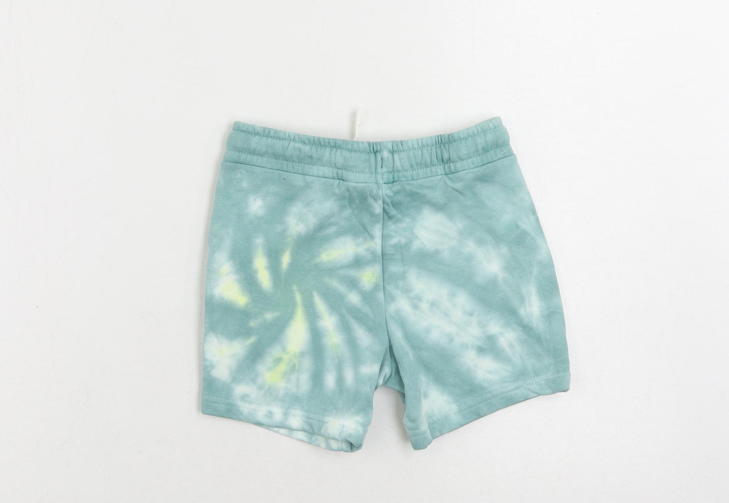 Marks and Spencer Boys Blue Cotton Sweat Shorts Size 4-5 Years Regular Drawstring - Tie Dye