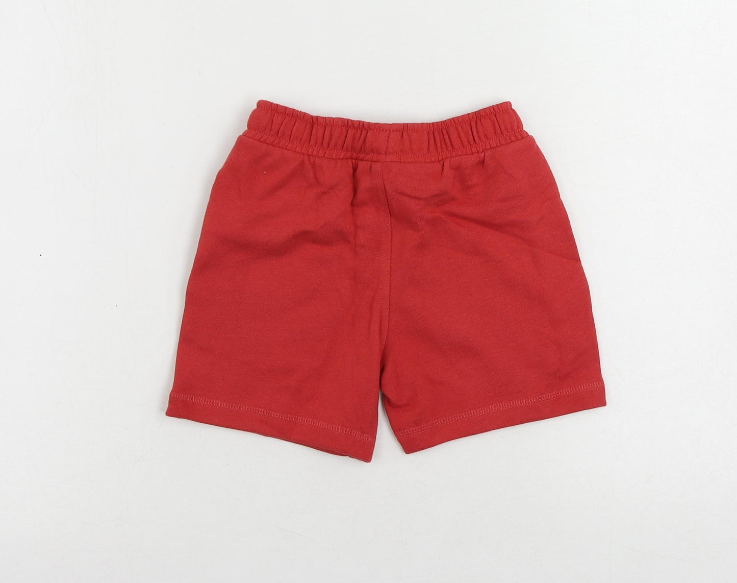 Marks and Spencer Boys Red Cotton Sweat Shorts Size 4-5 Years Regular Drawstring