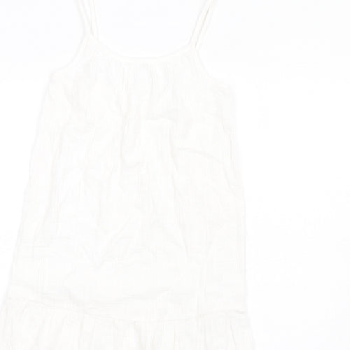 Marks and Spencer Girls White Cotton Trapeze & Swing Size 9-10 Years Round Neck Pullover