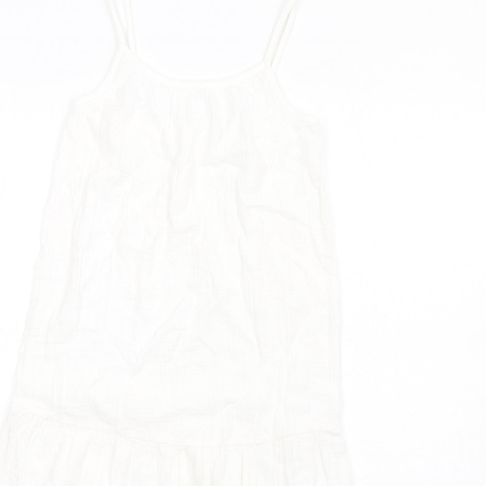 Marks and Spencer Girls White Cotton Trapeze & Swing Size 9-10 Years Round Neck Pullover