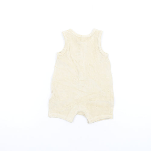 Marks and Spencer Baby Beige Cotton Romper One-Piece Size 0-3 Months Button