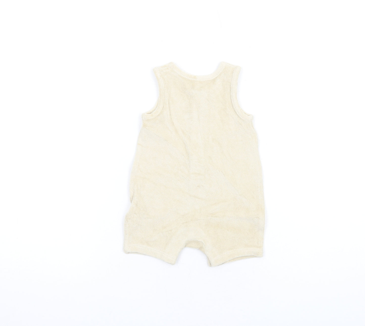 Marks and Spencer Baby Beige Cotton Romper One-Piece Size 0-3 Months Button